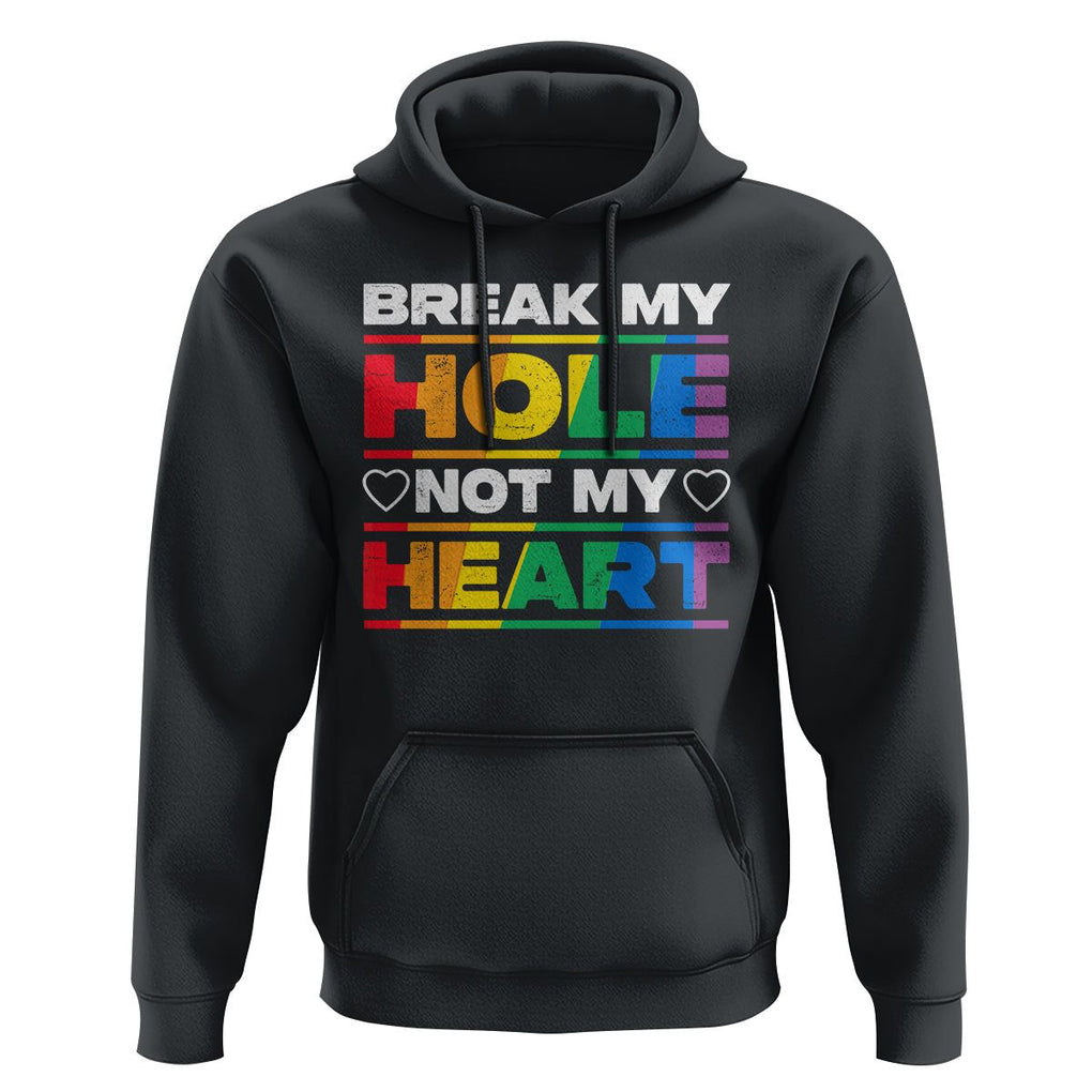 Funny LGBT Pride Hoodie Break My Hole Not My Heart Gay Couple TS09 Black Print Your Wear