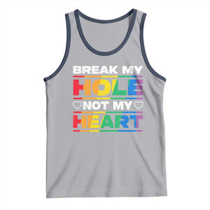 Funny LGBT Pride Tank Top Break My Hole Not My Heart Gay Couple TS09 Athletic Heather Navy Print Your Wear