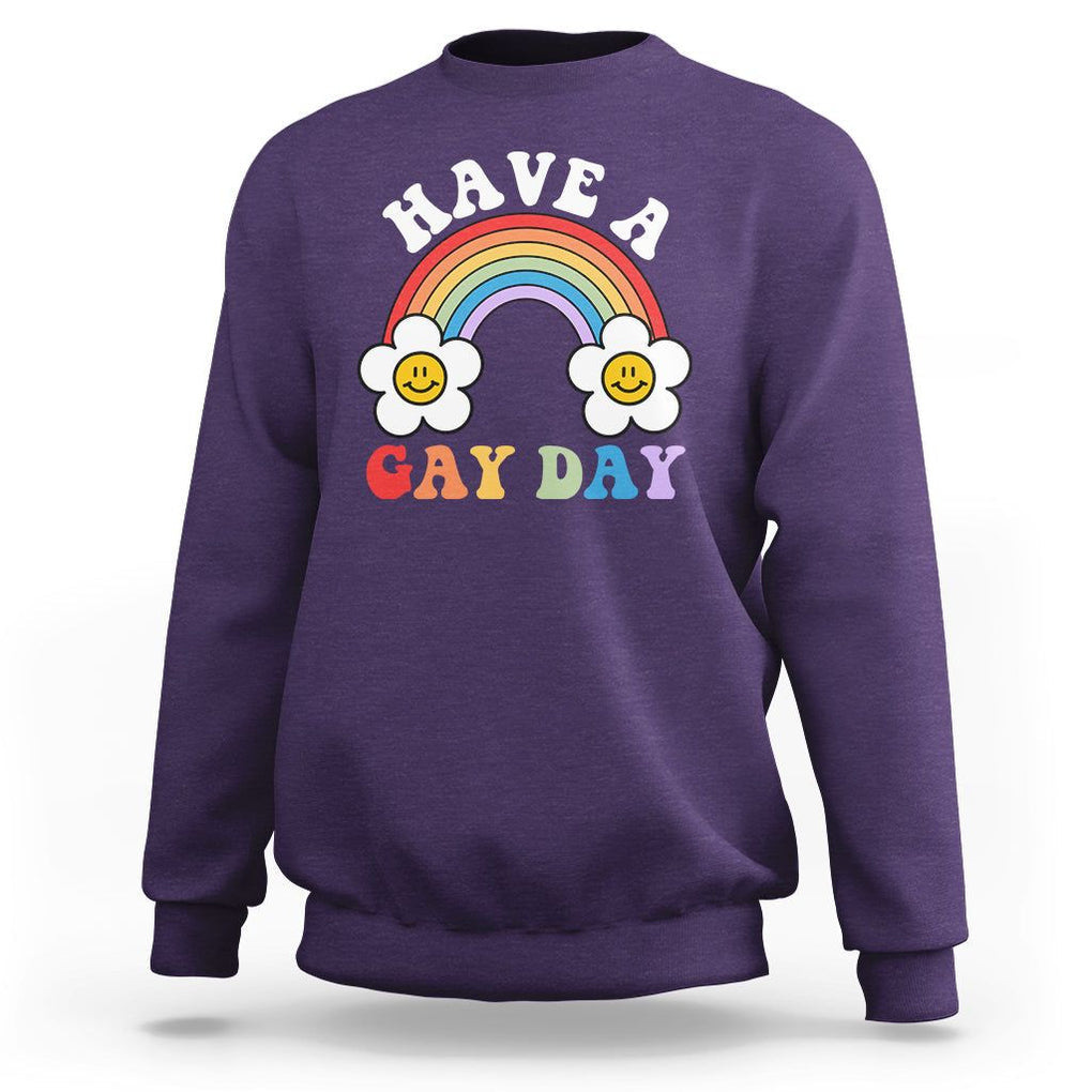 Funny LGBT Pride Sweatshirt Have A Gay Day Rainbow TS09 Purple Print Your Wear