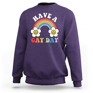 Funny LGBT Pride Sweatshirt Have A Gay Day Rainbow TS09 Purple Print Your Wear