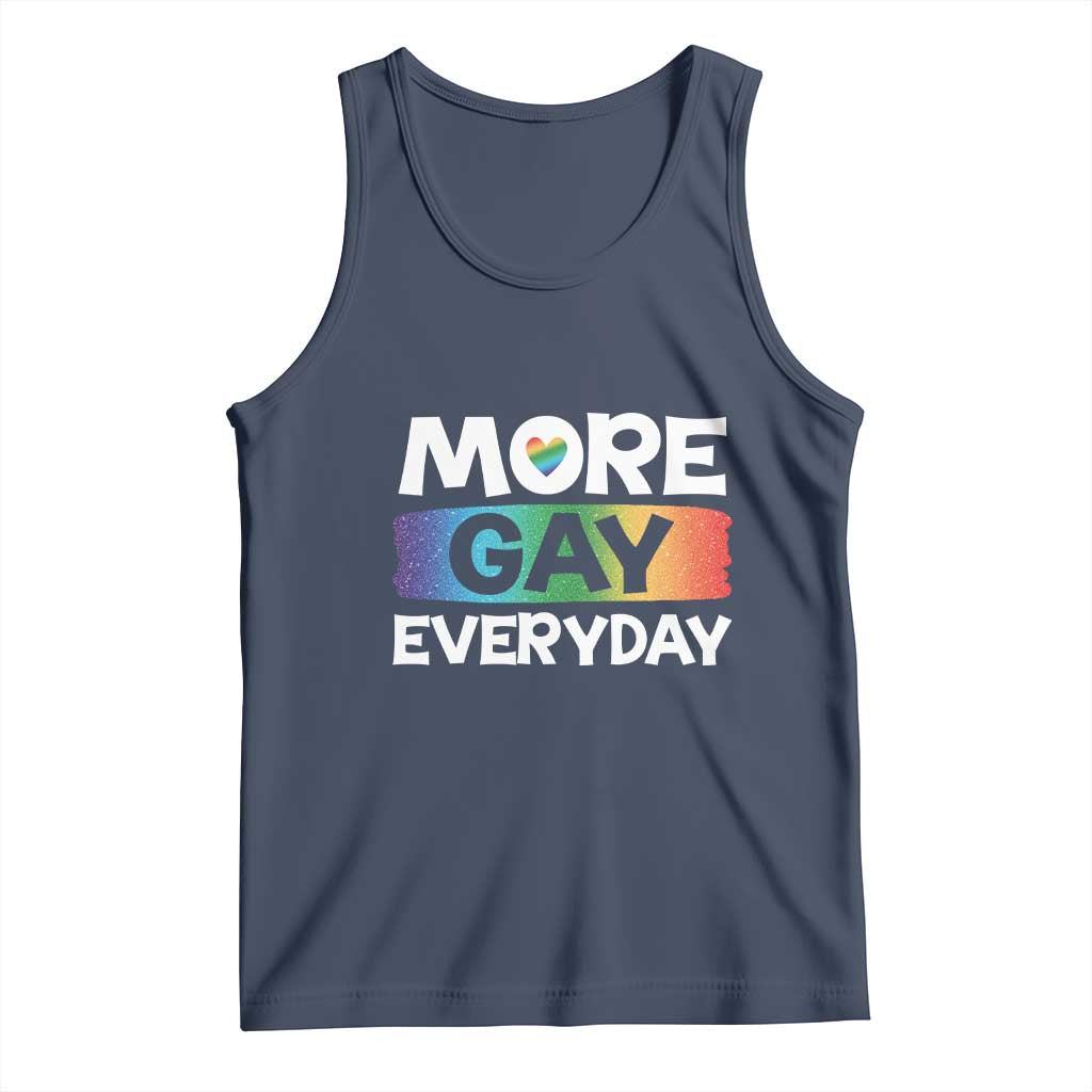 Funny LGBT Pride Tank Top More Gay Everyday TS09 Navy Print Your Wear