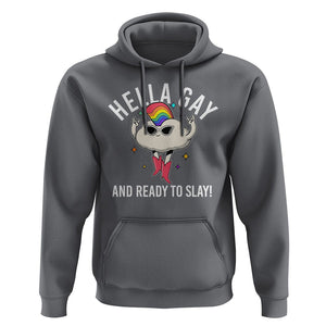 Funny LGBT Pride Hoodie Hella Gay And Ready To Slay Rainbow TS09 Charcoal Print Your Wear
