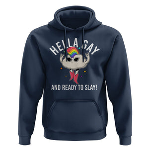 Funny LGBT Pride Hoodie Hella Gay And Ready To Slay Rainbow TS09 Navy Print Your Wear