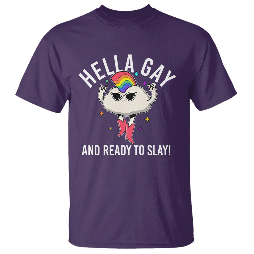 Funny LGBT Pride T Shirt Hella Gay And Ready To Slay Rainbow TS09 Purple Print Your Wear