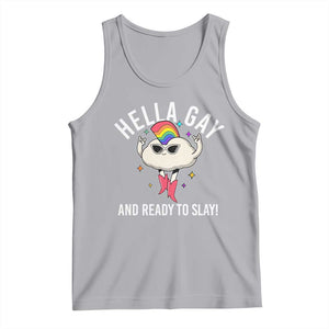 Funny LGBT Pride Tank Top Hella Gay And Ready To Slay Rainbow TS09 Athletic Heather Print Your Wear