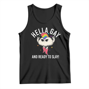 Funny LGBT Pride Tank Top Hella Gay And Ready To Slay Rainbow TS09 Black Print Your Wear