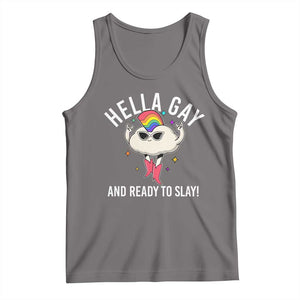 Funny LGBT Pride Tank Top Hella Gay And Ready To Slay Rainbow TS09 Deep Heather Print Your Wear