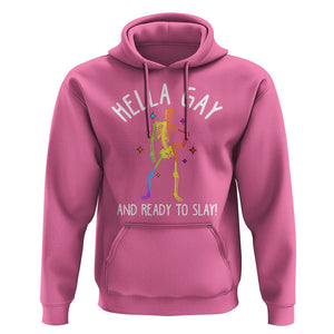 Funny LGBT Pride Hoodie Hella Gay And Ready To Slay Rainbow Skeleton TS09 Azalea Print Your Wear