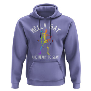 Funny LGBT Pride Hoodie Hella Gay And Ready To Slay Rainbow Skeleton TS09 Violet Print Your Wear