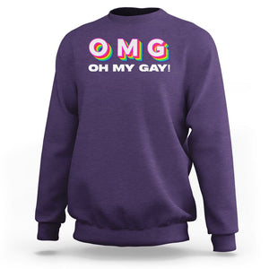 Funny LGBT Pride Sweatshirt OMG Oh My Gay TS09 Purple Print Your Wear
