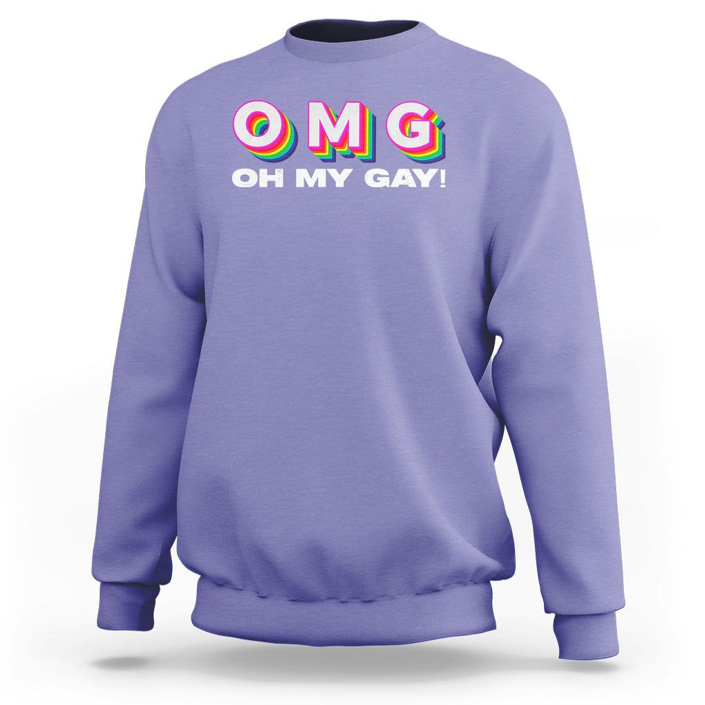 Funny LGBT Pride Sweatshirt OMG Oh My Gay TS09 Violet Print Your Wear