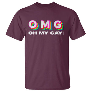 Funny LGBT Pride T Shirt OMG Oh My Gay TS09 Maroon Print Your Wear