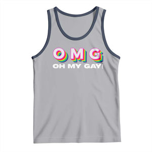 Funny LGBT Pride Tank Top OMG Oh My Gay TS09 Athletic Heather Navy Print Your Wear