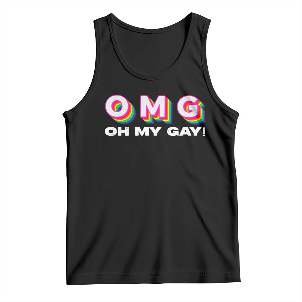 Funny LGBT Pride Tank Top OMG Oh My Gay TS09 Black Print Your Wear