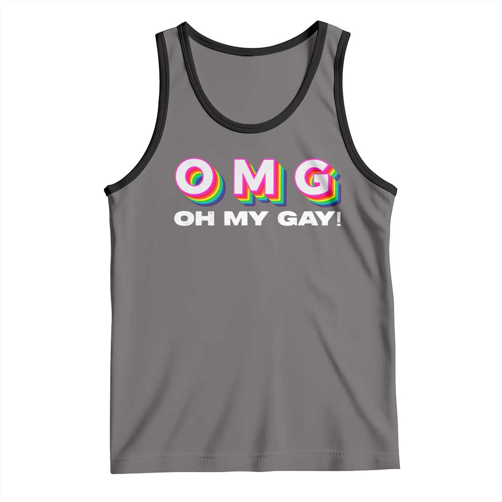 Funny LGBT Pride Tank Top OMG Oh My Gay TS09 Deep Heather Black Print Your Wear