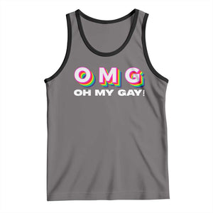 Funny LGBT Pride Tank Top OMG Oh My Gay TS09 Deep Heather Black Print Your Wear