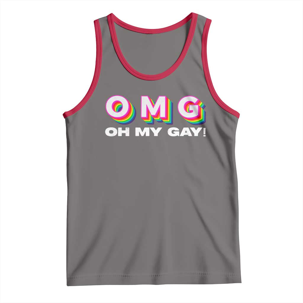 Funny LGBT Pride Tank Top OMG Oh My Gay TS09 Deep Heather Red Print Your Wear