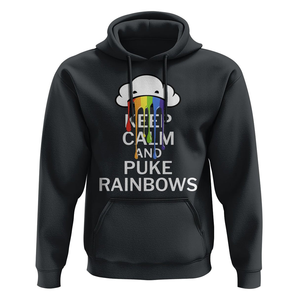 Funny LGBT Pride Hoodie Keep Calm And Puke Rainbow TS09 Black Print Your Wear