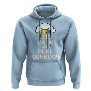 Funny LGBT Pride Hoodie Keep Calm And Puke Rainbow TS09 Light Blue Print Your Wear