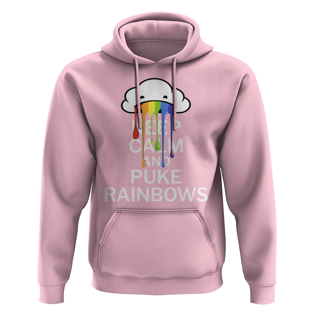 Funny LGBT Pride Hoodie Keep Calm And Puke Rainbow TS09 Light Pink Print Your Wear