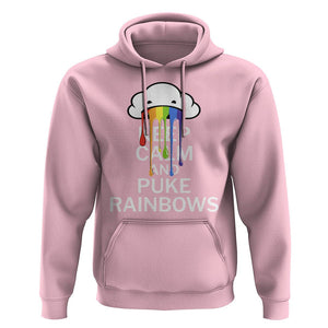 Funny LGBT Pride Hoodie Keep Calm And Puke Rainbow TS09 Light Pink Print Your Wear
