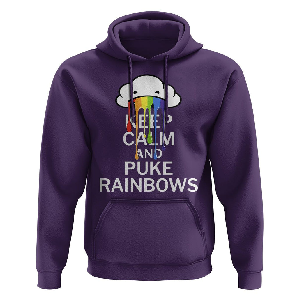 Funny LGBT Pride Hoodie Keep Calm And Puke Rainbow TS09 Purple Print Your Wear