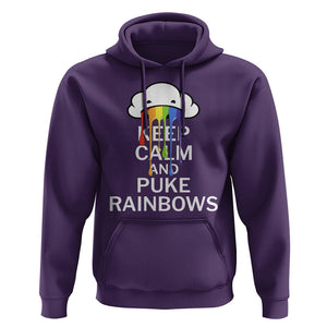 Funny LGBT Pride Hoodie Keep Calm And Puke Rainbow TS09 Purple Print Your Wear