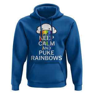 Funny LGBT Pride Hoodie Keep Calm And Puke Rainbow TS09 Royal Blue Print Your Wear