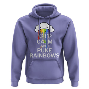 Funny LGBT Pride Hoodie Keep Calm And Puke Rainbow TS09 Violet Print Your Wear