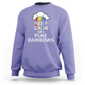 Funny LGBT Pride Sweatshirt Keep Calm And Puke Rainbow TS09 Violet Print Your Wear