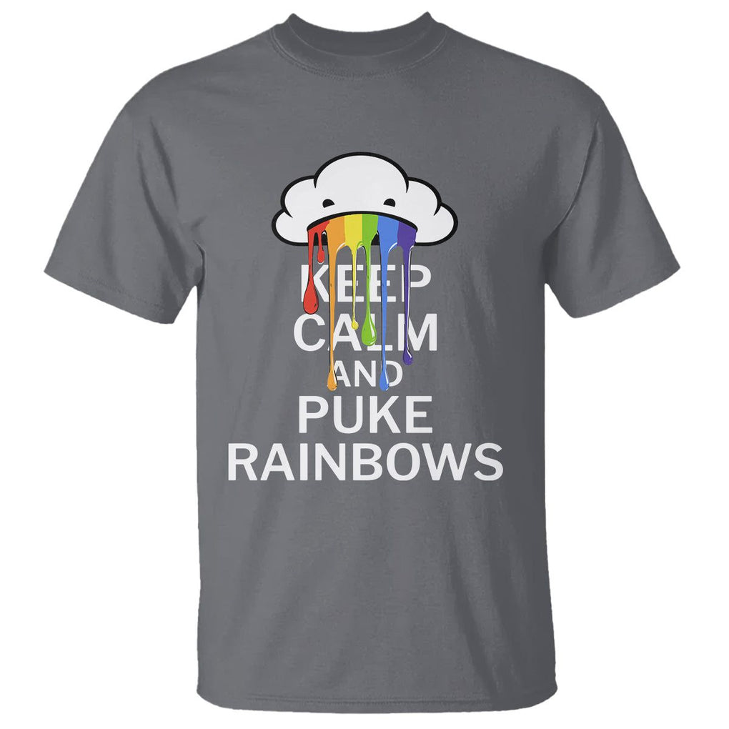 Funny LGBT Pride T Shirt Keep Calm And Puke Rainbow TS09 Charcoal Print Your Wear