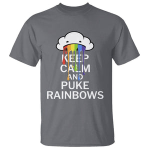 Funny LGBT Pride T Shirt Keep Calm And Puke Rainbow TS09 Charcoal Print Your Wear