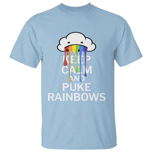 Funny LGBT Pride T Shirt Keep Calm And Puke Rainbow TS09 Light Blue Print Your Wear