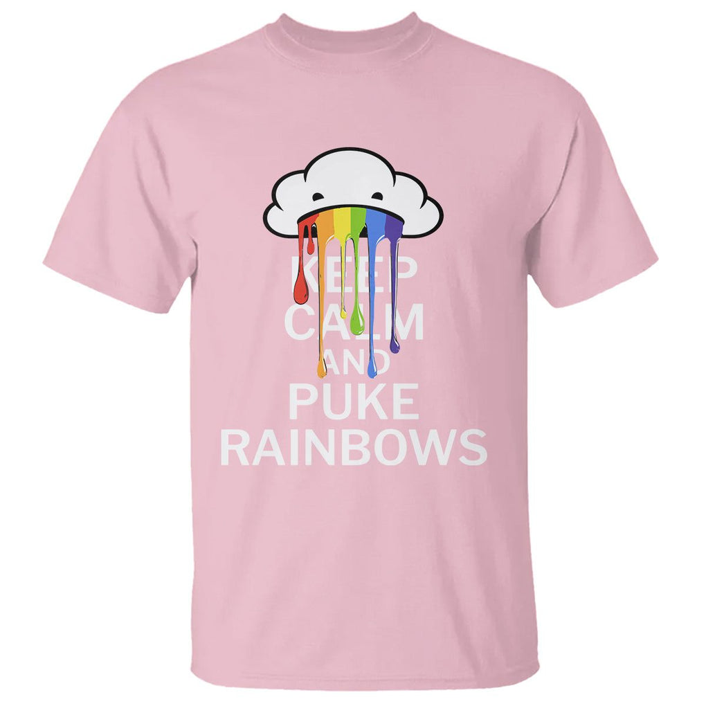 Funny LGBT Pride T Shirt Keep Calm And Puke Rainbow TS09 Light Pink Print Your Wear