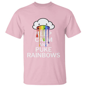 Funny LGBT Pride T Shirt Keep Calm And Puke Rainbow TS09 Light Pink Print Your Wear