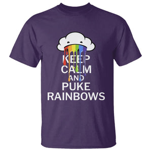 Funny LGBT Pride T Shirt Keep Calm And Puke Rainbow TS09 Purple Print Your Wear