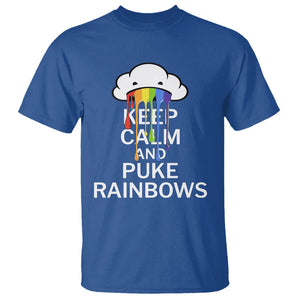 Funny LGBT Pride T Shirt Keep Calm And Puke Rainbow TS09 Royal Blue Print Your Wear