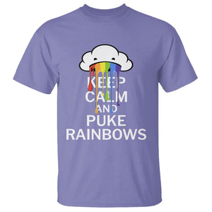 Funny LGBT Pride T Shirt Keep Calm And Puke Rainbow TS09 Violet Print Your Wear