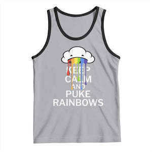 Funny LGBT Pride Tank Top Keep Calm And Puke Rainbow TS09 Athletic Heather Black Print Your Wear