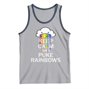 Funny LGBT Pride Tank Top Keep Calm And Puke Rainbow TS09 Athletic Heather Navy Print Your Wear