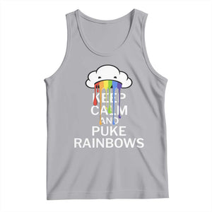 Funny LGBT Pride Tank Top Keep Calm And Puke Rainbow TS09 Athletic Heather Print Your Wear