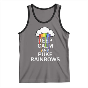 Funny LGBT Pride Tank Top Keep Calm And Puke Rainbow TS09 Deep Heather Black Print Your Wear