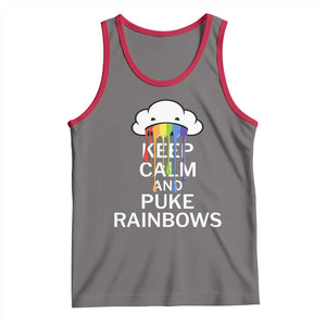 Funny LGBT Pride Tank Top Keep Calm And Puke Rainbow TS09 Deep Heather Red Print Your Wear