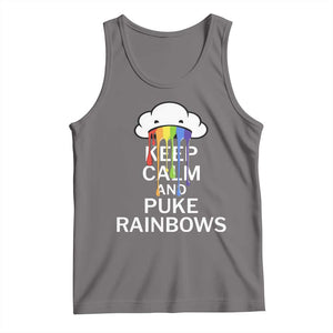 Funny LGBT Pride Tank Top Keep Calm And Puke Rainbow TS09 Deep Heather Print Your Wear