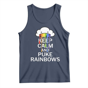 Funny LGBT Pride Tank Top Keep Calm And Puke Rainbow TS09 Navy Print Your Wear
