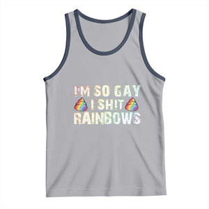 Funny LGBT Pride Tank Top I So Gay I Shit Rainbow TS09 Athletic Heather Navy Print Your Wear