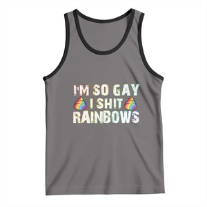 Funny LGBT Pride Tank Top I So Gay I Shit Rainbow TS09 Deep Heather Black Print Your Wear