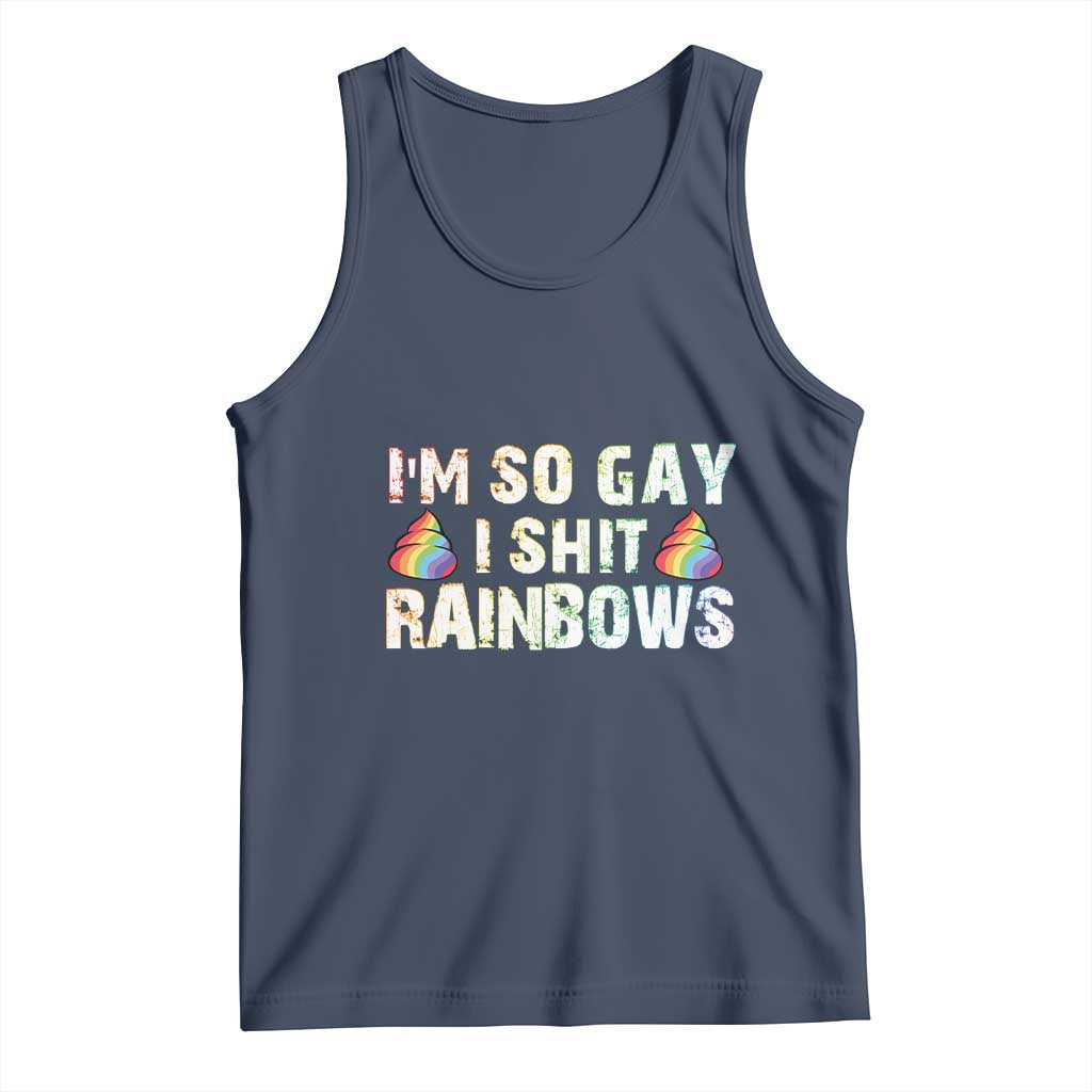 Funny LGBT Pride Tank Top I So Gay I Shit Rainbow TS09 Navy Print Your Wear