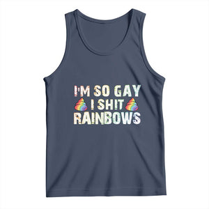 Funny LGBT Pride Tank Top I So Gay I Shit Rainbow TS09 Navy Print Your Wear
