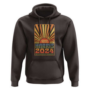 Vote Harris 2024 Hoodie Kamala For A Brighter Tomorrow Retro Boho Aesthetic TS09 Dark Chocolate Print Your Wear